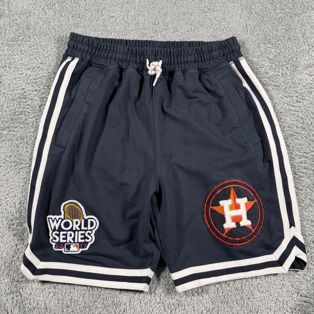 Houston Astros MLB SweatShorts Men Large Navy‎ 2017 World Series Striped Patches